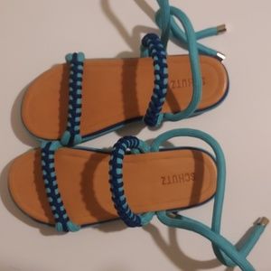 Sandles brand schutz size 7B color Turquoise and blue never worn no tags